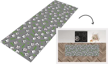 Keukenloper - Loper keuken - Panda - Bamboe - Design - 150x50 cm - Keukenloper vinyl