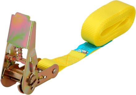 Sjorband met ratel - Spanband - Vastzetten van lading - Sterk polyester materiaal - 4 meter - Geel