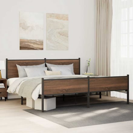 vidaXL - Bedframe - zonder - matras - metaal - bruin - eikenkleurig - 200x200 - cm