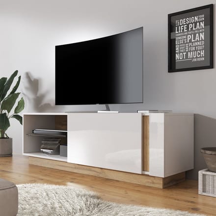 Meubella - TV-Meubel Ashley - Wit - Eiken - 138 cm