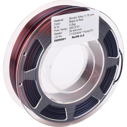 Filament PLA pour imprimante 3D, bobine de 1,75 mm, 200 g, consommable d'impression, soie, noir et rouge gray