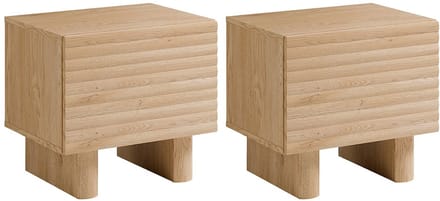 Vente-unique Set van 2 nachtkastjes met 1 deurtje - MDF - Kleur: houteffect - LUDIMA
