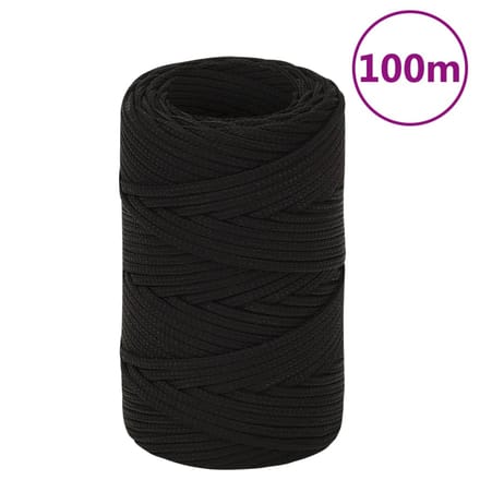 vidaXL - Werktouw - 2 - mm - 100 - m - polyester - zwart