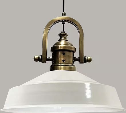 Hangende Metalen Lamp Ø41 cm, E27, Vintage Lamp, Wit Binnenkant