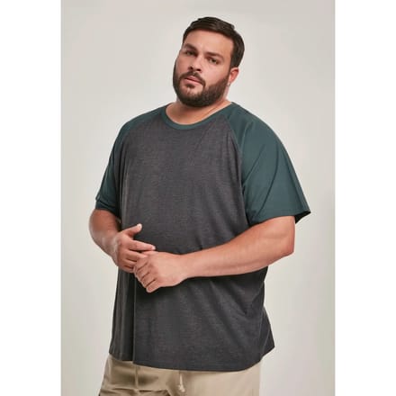 Urban Classics Raglan Contrast Tee Heren T-shirt - houtskool/groen - L