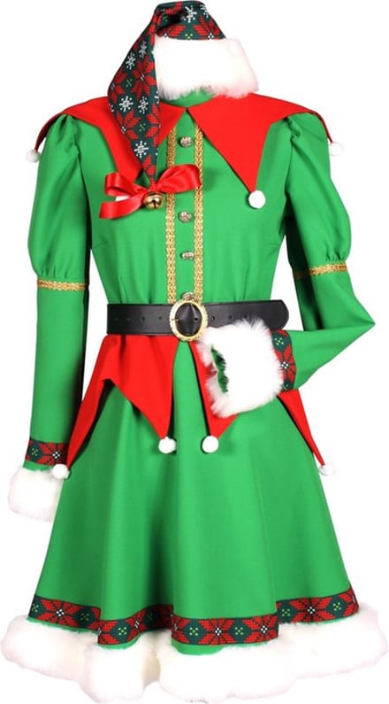 Feestelijk kerstelfen kostuum