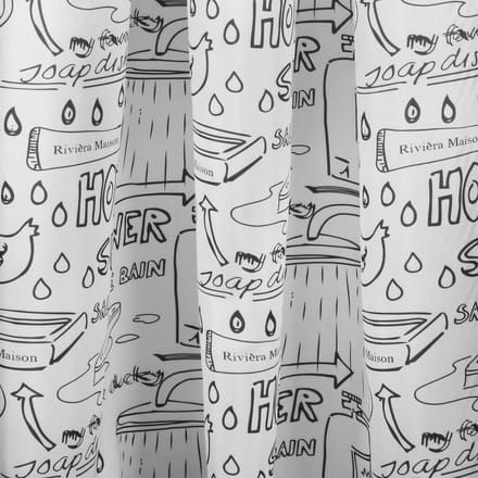 Differnz Douchegordijn Bath â€“ 180 x 200 cm â€“ Verzwaard â€“ 100% Polyester â€“ Wit/Zwart