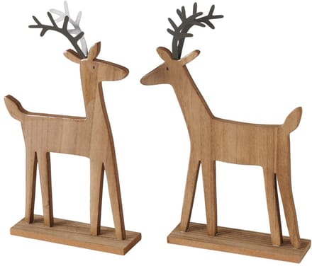 Boltze Home houten hert figuur kerstdecoratie 20x5x30cm MDF.