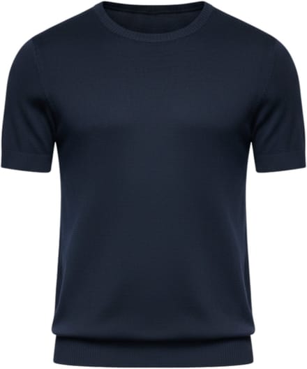 OMBRE T-shirt - Viscose - Korte Mouw - Effen Marine S