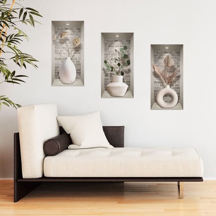 3D-sticker met vazen ​​en planten, 80 x 120 cm