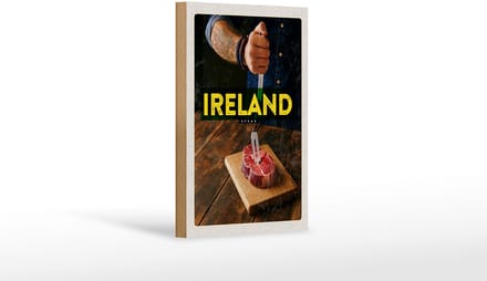 Holzschild Reise 12x18 cm Irland irländisches Hereford Steak