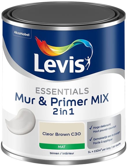 Levis - Essentials Mur & Primer Mix - Clear Brown C30 - Mengverf - 1 L