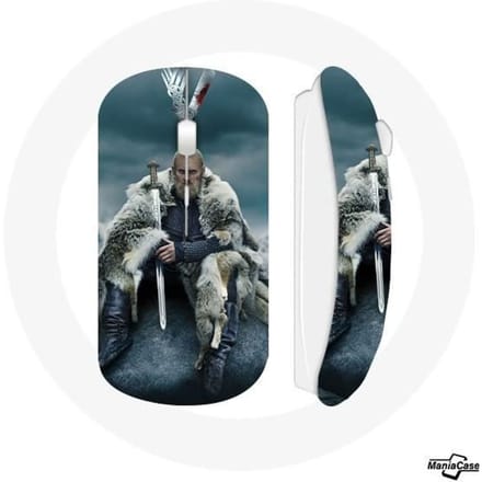 Souris Sans Fil - MANIACASE - Vikings Saison 6 - Ragnar Lothbrok - Clé USB Wifi - Gris