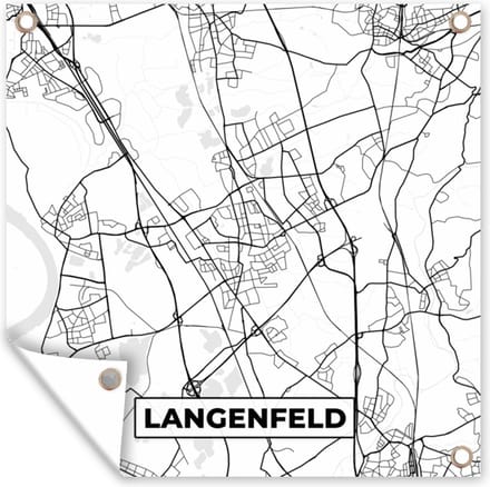 Tuindoek Langenfeld - Plattegrond - Stadskaart - Kaart - 100x100 cm