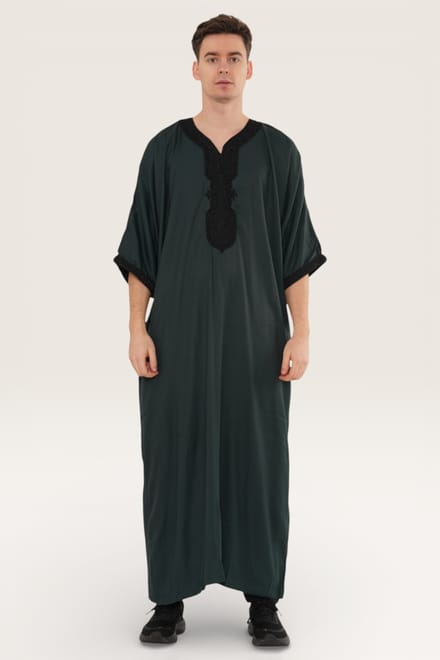 Heren groene Marokkaanse Thobe Jubba Robe Eid Djellaba Gandoura LFS - HM62
