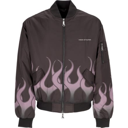 Flames Bomber Heren Bomberjack Zwart/paars