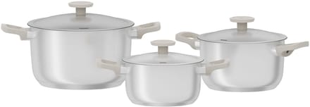 LEO 6-delige kookpotten set Bolt Oyster - Grijs - PFAS-vrij