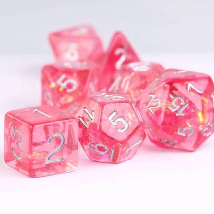 HOT Games dobbelstenen set rood kunststof 7-delig D4-D20 brick.