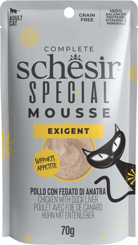 Schesir Special Cat Mousse Exigent Kip & Eendenlever - 12 x 70 gr - Voordeelverpakking
