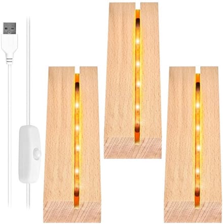 Allecto - Led-displaybasis - Houten sokkel - USB-schakelaar - Warm