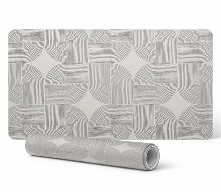Moderne vinyl toetsenbordmat met geometrisch lijnpatroon, 90x45 cm