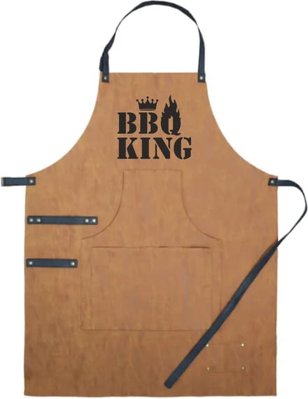 Schort luxe bbq king | vaderdag cadeau | vader cadeautjes | papa | Leer