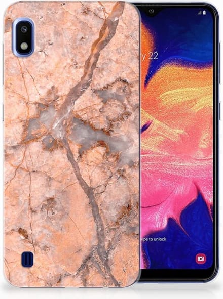 Samsung Galaxy A10 TPU Siliconen Hoesje Marmer Oranje