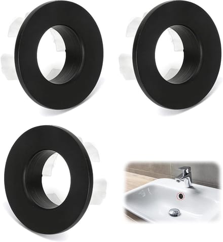 Overloop Ring - Afvoer Ring - Badkamer Afwerking - Mat Zwart Messing - 3 stuks - Zwart