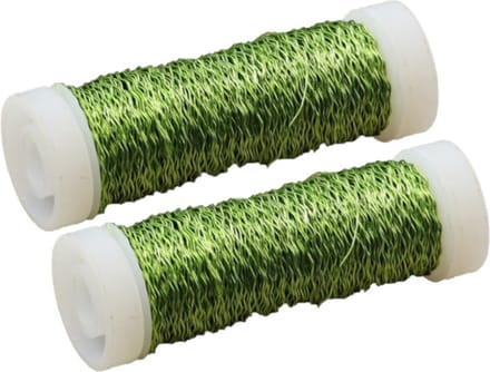 HBX Natural Living Wikkeldraad - 2x rolletjes -groen- 25 gr- bouillon -metaaldraad - hobby