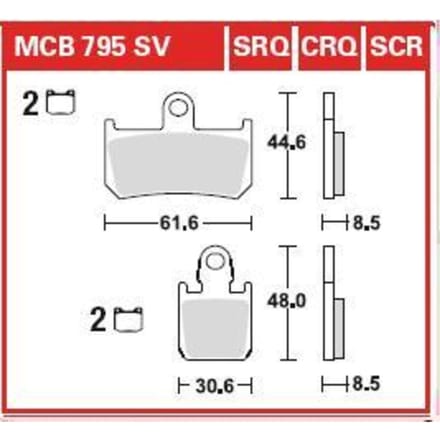 Bremsbelagsatz, ohne Straßenzulassung TRW MOTO MCB795SCR