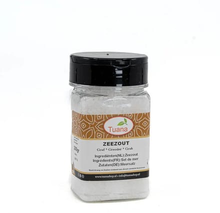 Tuana Kruiden - Zeezout Korrels Grof - Strooibus 1000 Gram - GP-Z-0003
