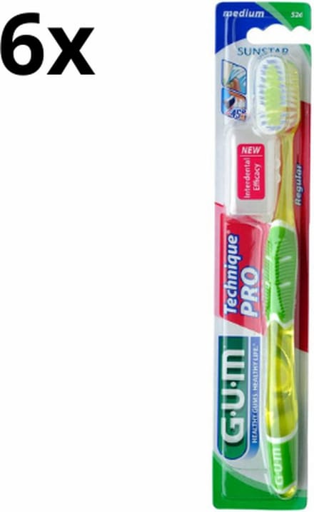 6x GUM Technique Pro Tandenborstel Medium - Voordeelverpakking