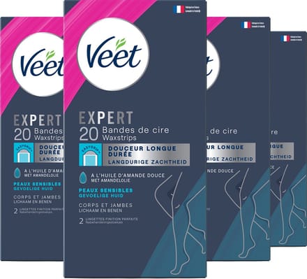Veet - Expert - Koude Wasstrips - Benen (Sensitive) 20st - 4 Stuks - Voordeelverpakking
