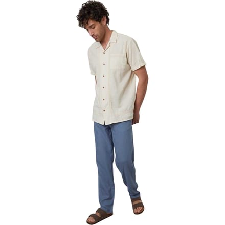 Threadbare Heren Korte Mouwen Shirt met Gehaakte Zoom (Natuurlijk)