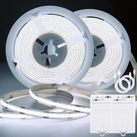 LED Strip met Bewegingssensor - Oplaadbare COB LED Stripverlichting (6000K Koudwit, 2m, 640 LEDs, 2 Stuks)