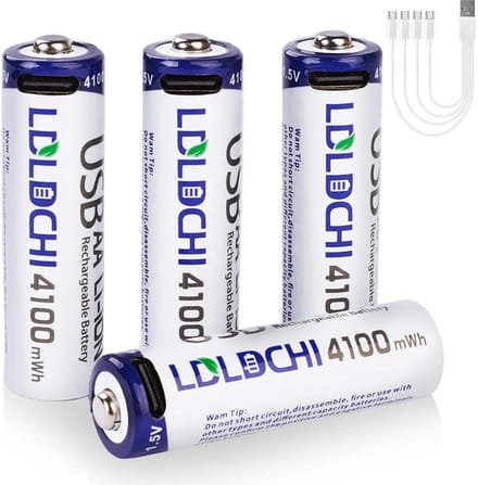 1.5V Oplaadbare li-ion AA Batterij – 4100mWh Constant Voltage – Hoogste Capaciteit op de Markt(2025)