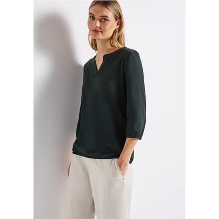 Shirt van jersey met gespleten hals