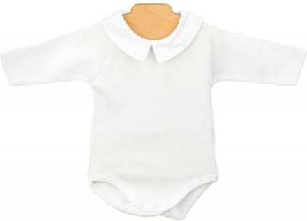 Romper Babidu 1185 wit,met kraagje, lange mouw | 24 maanden | maat 92