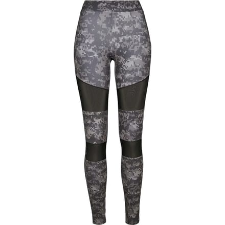 Urban Classics - Camo Tech Mesh Legging - S - Zwart/Grijs