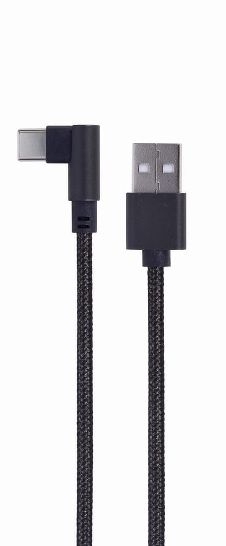 Haakse USB Type-C laad- & datakabel, 0.2 m, zwart