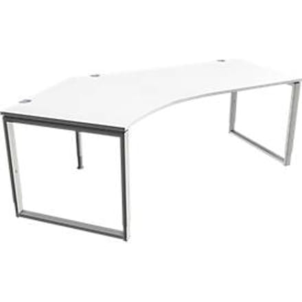 Schäfer Shop Genius MODENA FLEX hoekbureau, 135°, beugelvoet, bevestiging links, B, B 2165 mm, wit