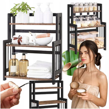 Songmics - Badkamer Organizer - Houten Spice Rack - 3-traps - Bamboe