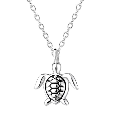 Joy|S - Zilveren schildpad hanger met ketting - 45 cm