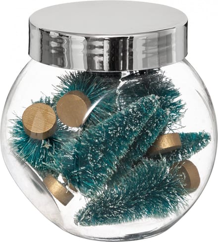 JJA - 8 kleine kerstboomdecoraties 5 cm met gouden voet