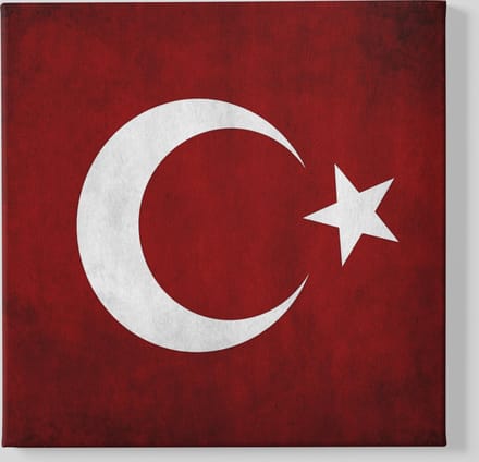 Canvas Schilderij - Vlag - Turkije - Wanddecoratie - 60x60 cm