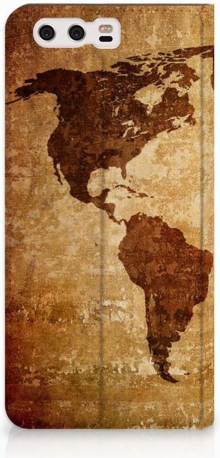 Huawei P10 Plus Book Cover Wereldkaart