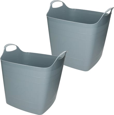 Bathroom Solutions Flexibele kuip - 2x stuks - blauw - 25 liter - kunststof - emmer - wasmand