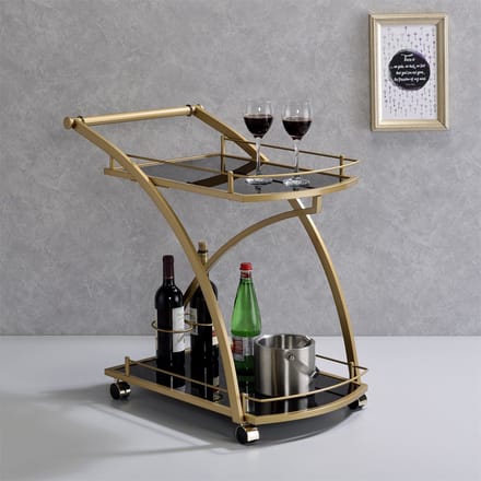 Servierwagen EVO in goud met zwart glas