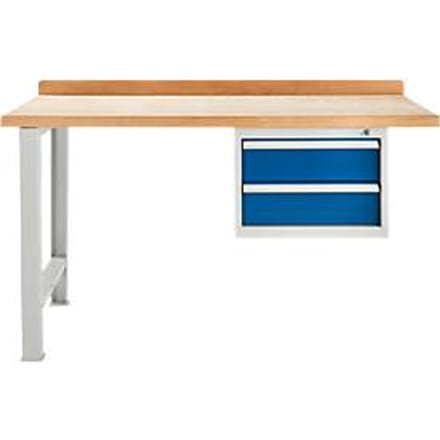 TOP-werkbank, met 2 schuifladen, aanbouweenheid, lichtgrijs, 1500 mm breed