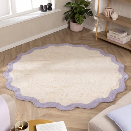 FRAAI Rond Wasbaar vloerkleed - Hazy Lila/Creme - Ø 140cm